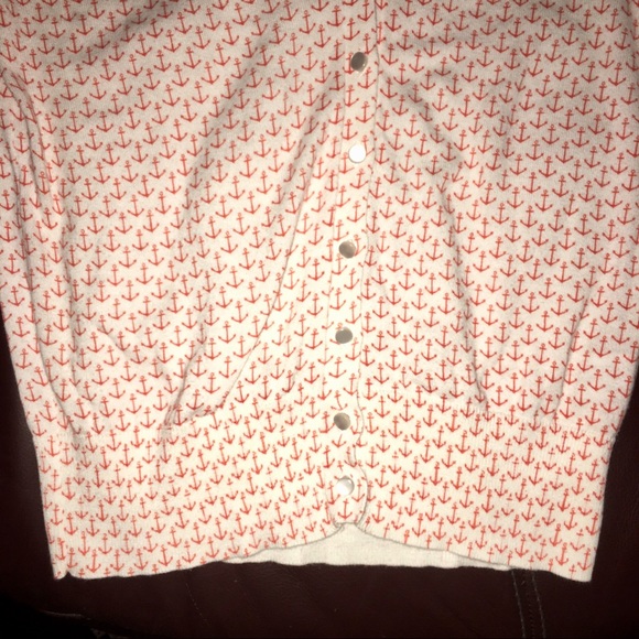 J. Crew Anchor Print Short Sleeved Cardigan Medium - Picture 5 of 7